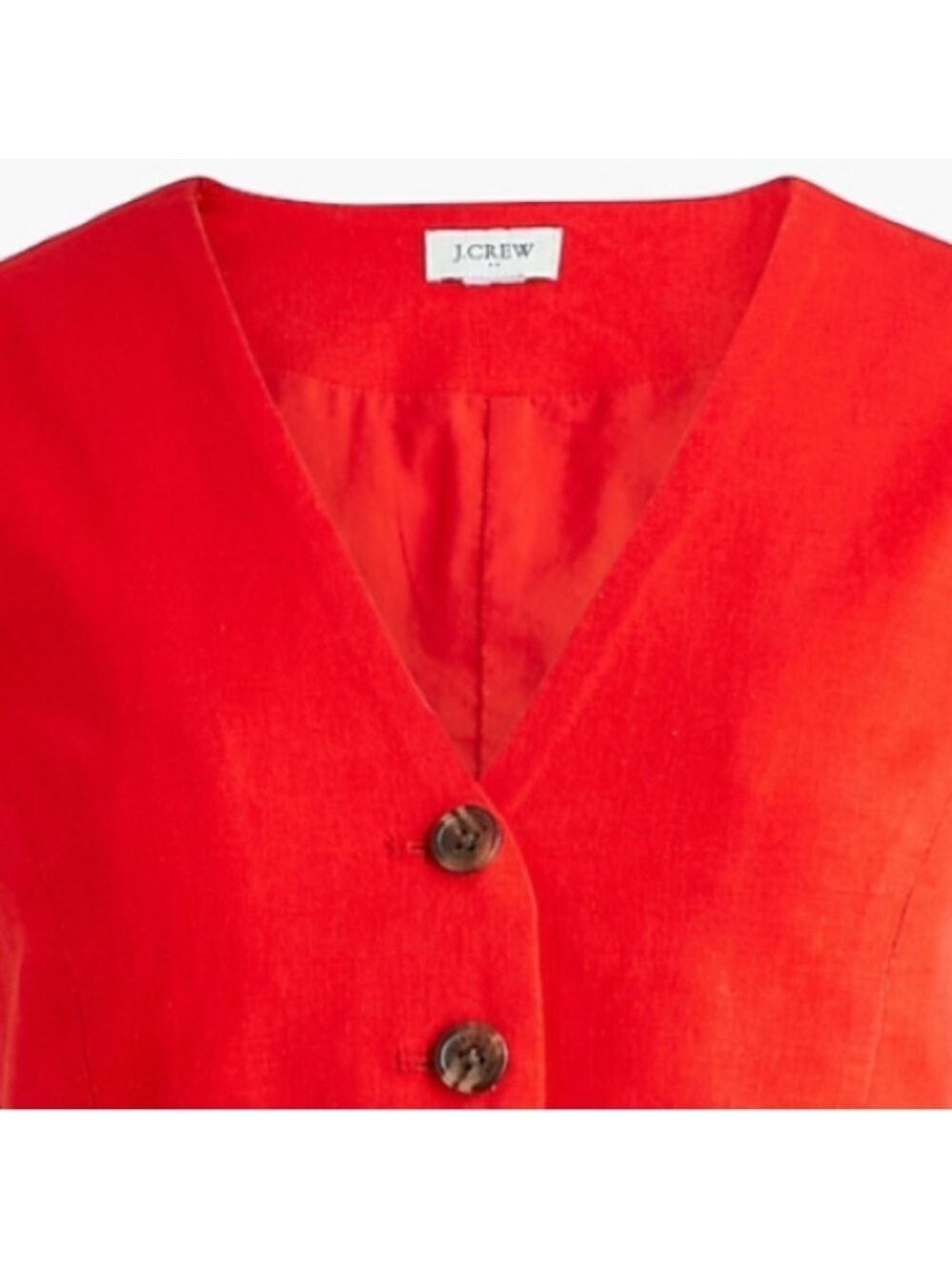 J.Crew-Button-front linen-blend vest, red size 6-NWT - Picture 12 of 15